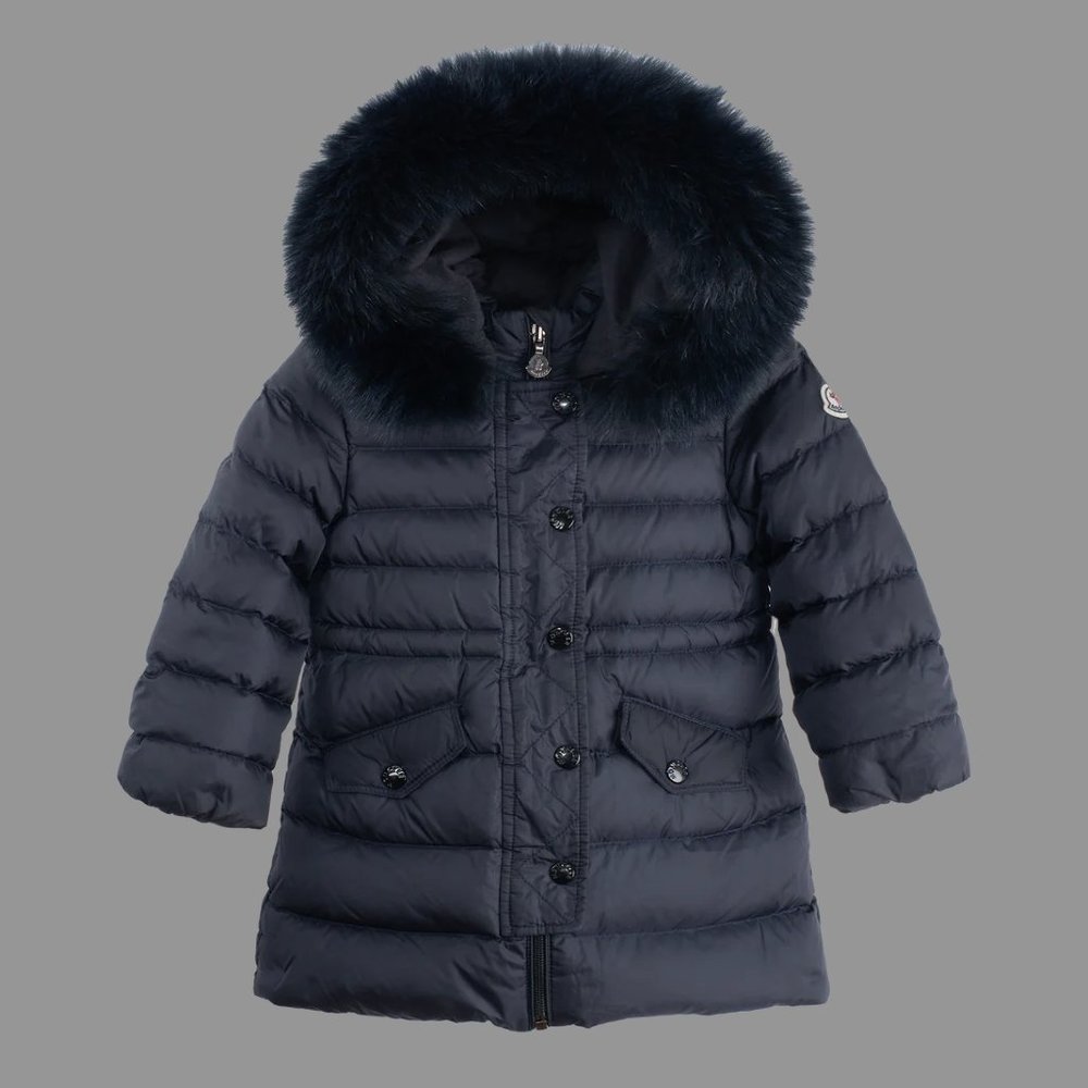 [2y] MONCLER Enfant Essentiel Giubbotto Down Long Jacket - Navy
